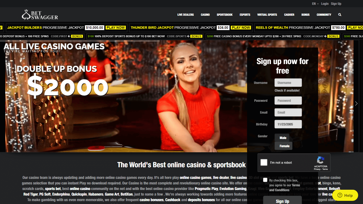Bet Swagger Casino Desktop screenshot